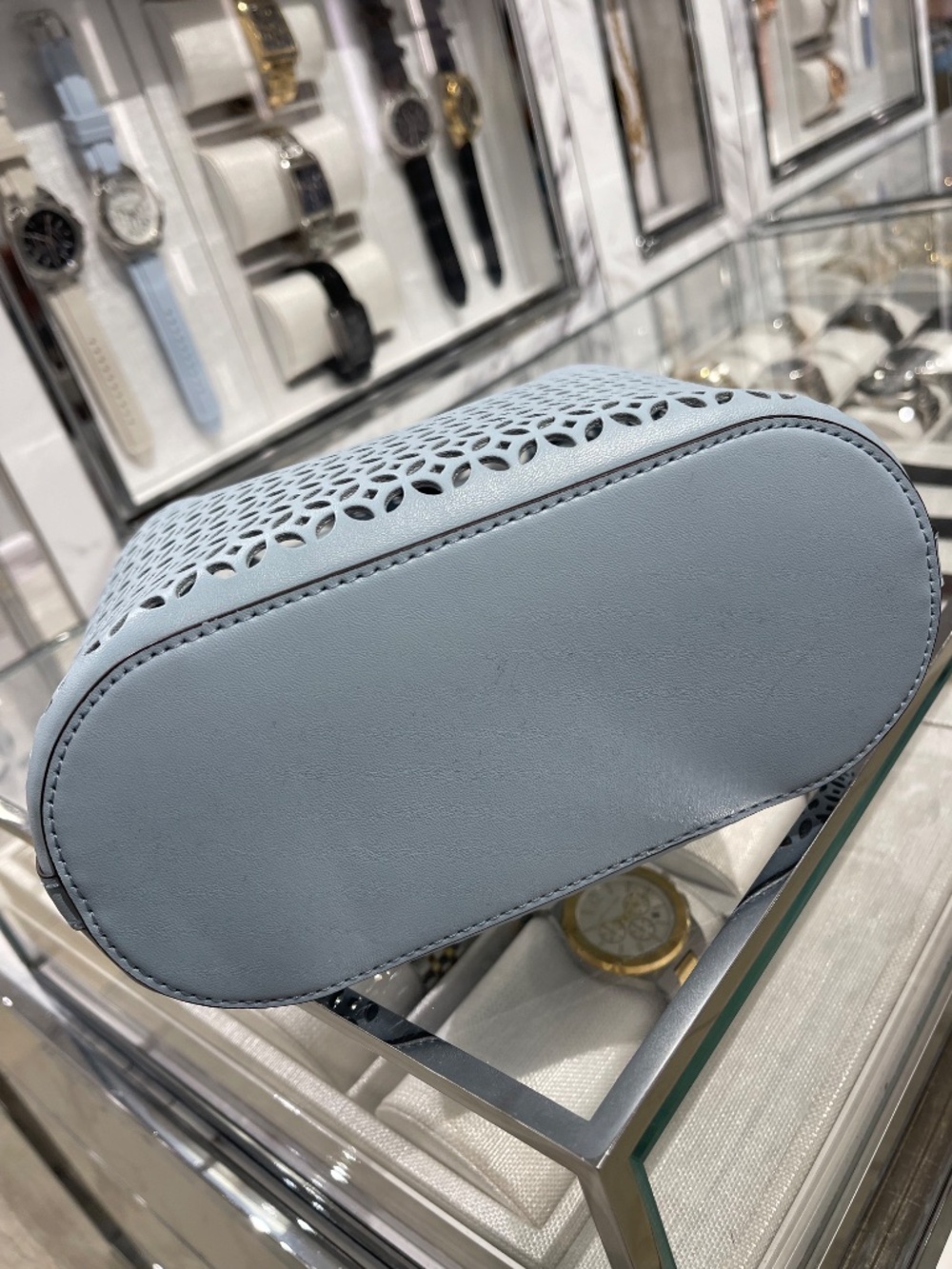 Carson Small Floral Laser Cut Bucket Crossbody Bag - Picture 8 of 16